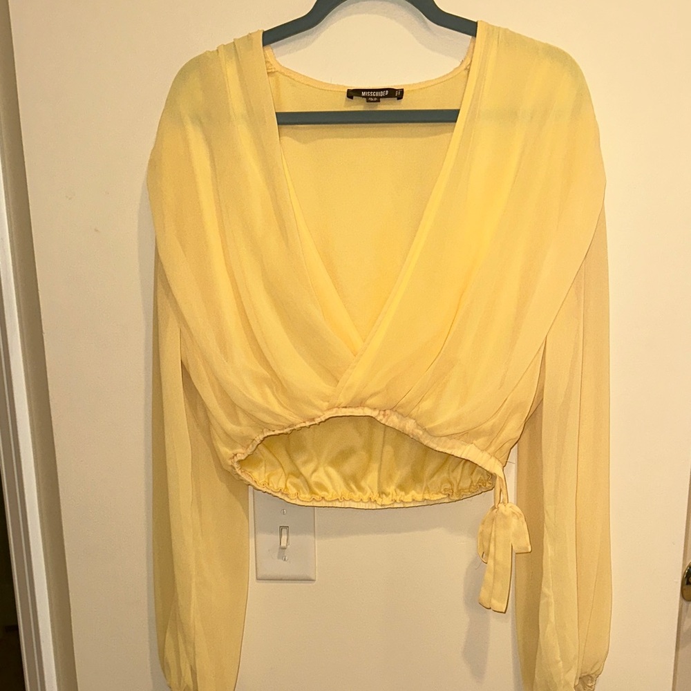 Missguided Light Yellow Wrap Blouse